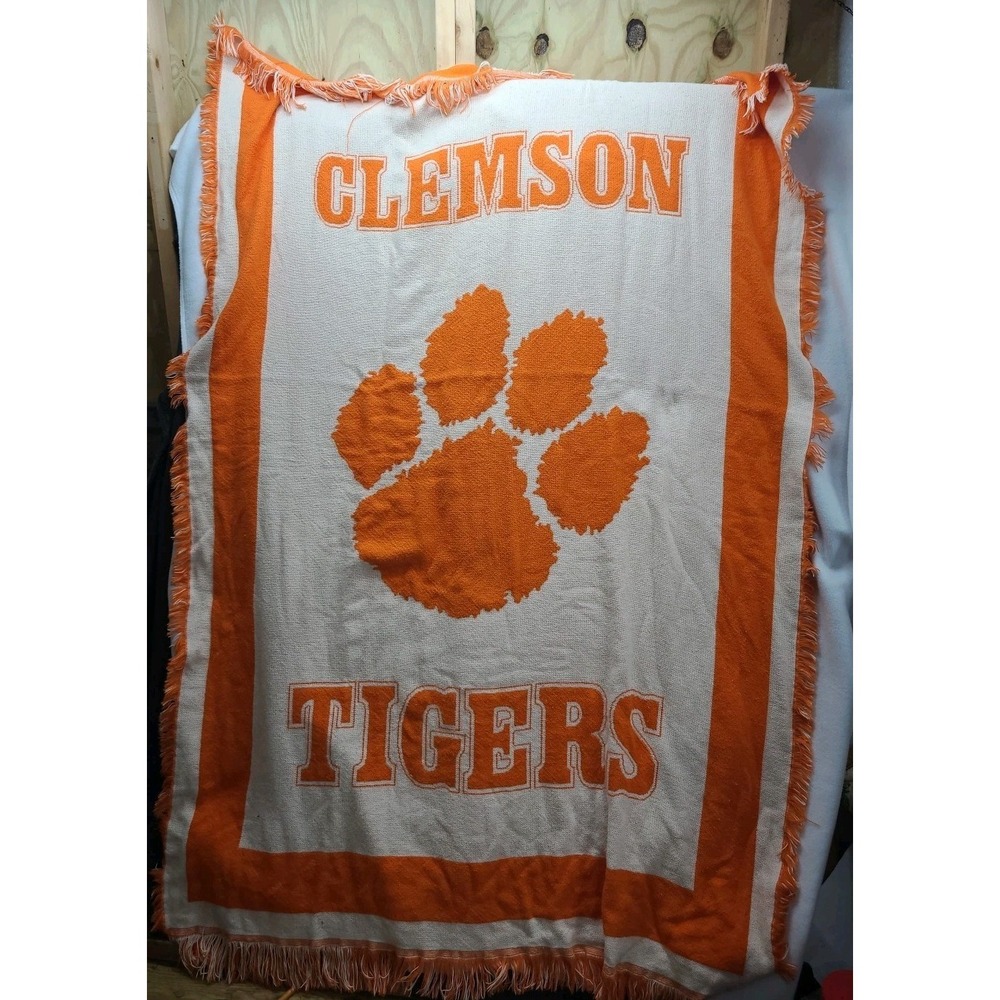 Vintage Clemson Tapestry Woven Sofa Throw‎ Stadium Blanket 72"x50"